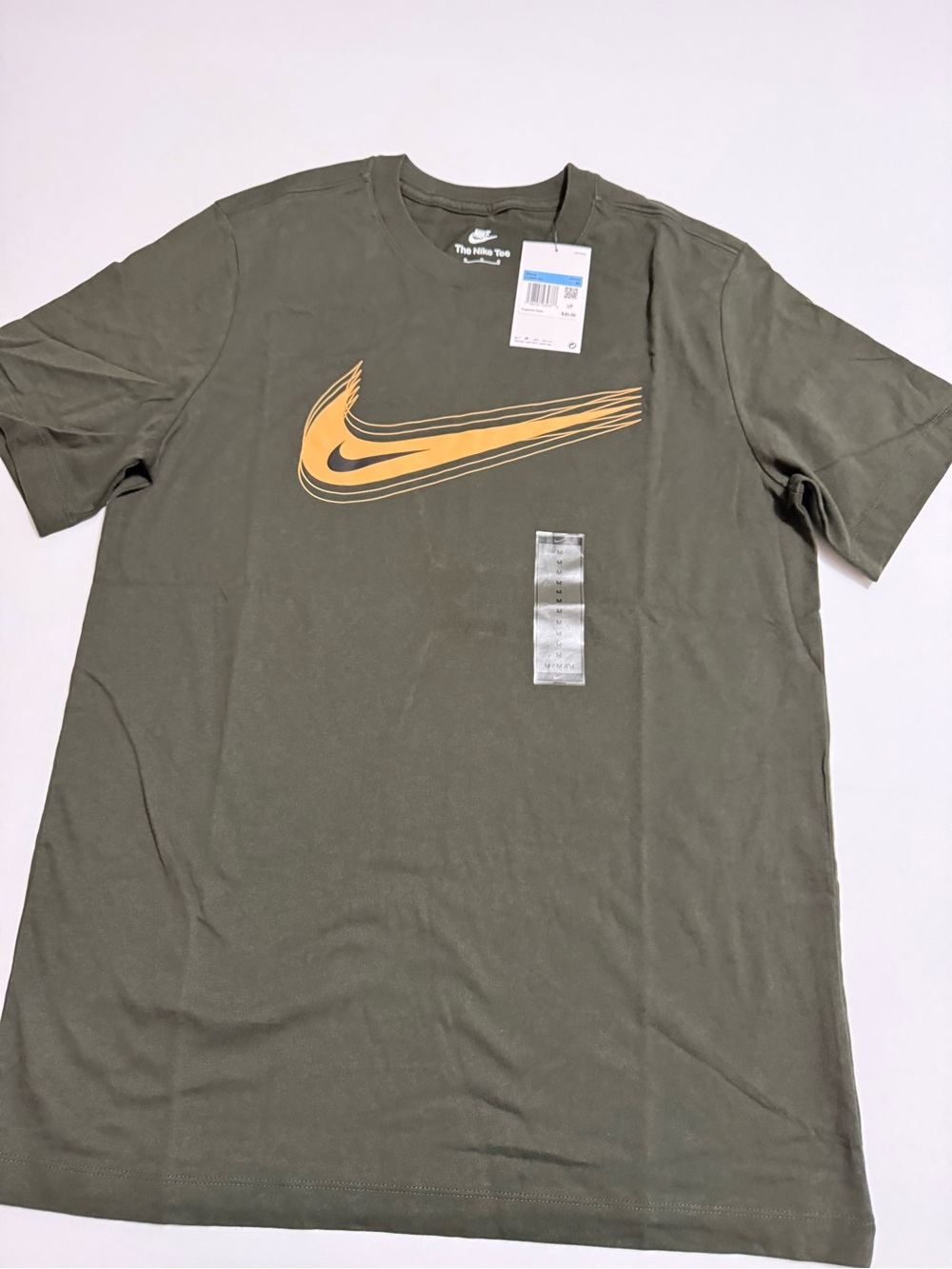 Nike Olive Short Sleeve Tee with Yellow Swoosh